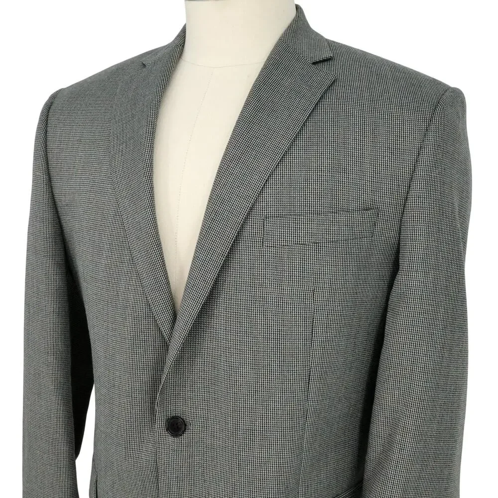 Lauren Ralph Lauren Sport Coat Mens 44R Gray Micro Check Jacket Lined Career